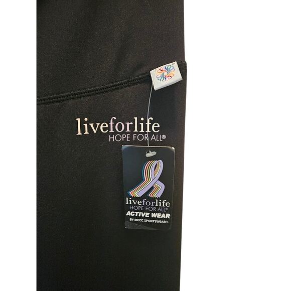 CANCER Live for Life NEW activewear pants Size Small Black logo 90poly/10span - Picture 3 of 8
